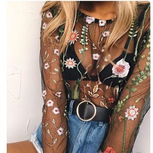 LF Floral sheer bodysuit